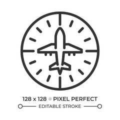 Wall Mural - Heading indicator linear icon. Aviation instrument used for navigation. Maintain direction during flight. Thin line illustration. Contour symbol. Vector outline drawing. Editable stroke