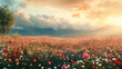 © Alina Tymofieieva - Vibrant tulip field in full bloom during a sunny afternoon in springtime, showcasing a variety of colors under a clear sky