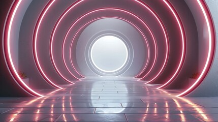 Leinwandbilder - A pure background, circular stage, background, Minimalist composition, 3D render.
