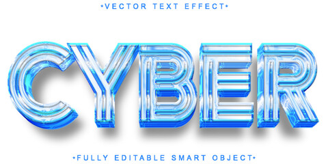 Blue Cyber Vector Fully Editable Smart Object Text Effect