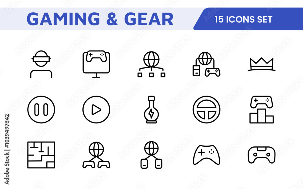 Gaming Icon Set. Vibrant and dynamic icons for game design, streaming ...