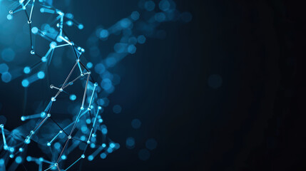 Abstract technology network with glowing nodes creates captivating visual representation of connectivity and data flow. intricate design evokes sense of innovation and modernity