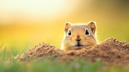 A baby animal emerging from its burrow, its eyes bright with curiosity, showcasing the potential for growth and renewal.