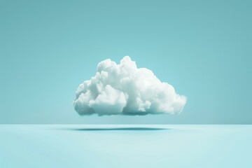 Wall Mural - Single white cloud casting a shadow on a pale blue background