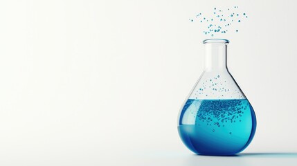 Blue Chemistry Flask with Bubbles and Liquid