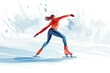 © Hungarian - Female speed skater in red and blue, gliding on ice