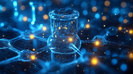Poster - Ethereal Liquid Crystals:Captivating frozen reflections of light dancing within a minimalist geometric structure,creating a mesmerizing and otherworldly display of natural beauty and innovation.