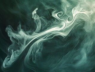 Abstract swirling smoke or fog in shades of green and white, creating a mystical atmosphere.