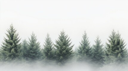 Naklejka na meble A forest of trees with a foggy sky in the background