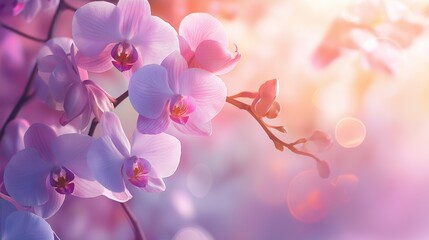 Wall Mural - abstract floral background with orchid flowers