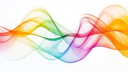 Poster - Colorful abstract line waves on white background