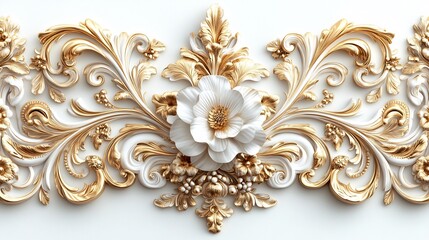 Wall Mural - golden renaissanceinspired filigree swirls intertwining vintage floral scrolls and rich ornamental e