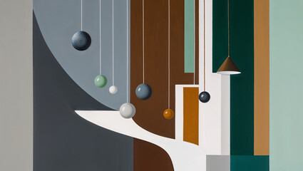 Wall Mural - Interior with Hanging Spheres