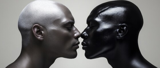 Two people of contrasting skin tones share an intimate moment, symbolizing the message of acceptance and harmony on International Day for Tolerance