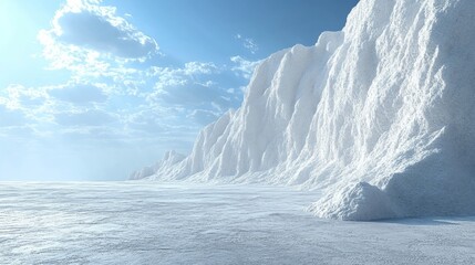 Canvas Print - A white mountain range with a blue sky in the background