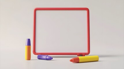 Sticker - Red Dry Erase Board With Colorful Markers Mockup