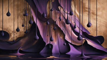 Poster - Abstract Purple Drops and Swirls