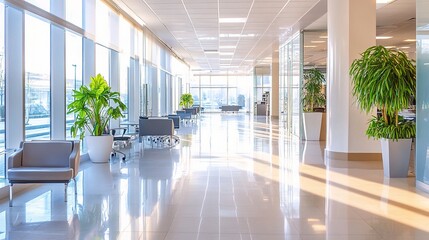 Wall Mural - Modern Office Interior with Natural Light and Greenery