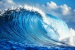© ChaoticMind - A powerful ocean wave curling and breaking under a pristine blue sky, capturing the force and beauty of nature's dynamic and ever-changing seascape.