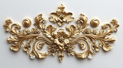 Wall Mural - luxurious 3d golden baroque filigree ornament featuring intricate floral scrollwork detailed leaf pa