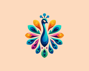 Colorful Peacock bird logo icon design vector illustration
