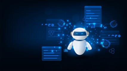 Chatbot assistant. Artificial intelligence help service for business data.