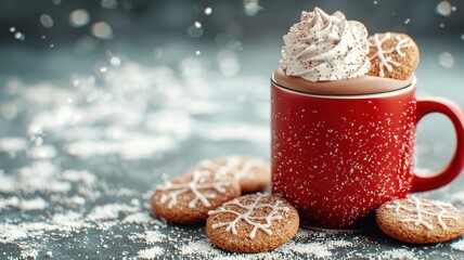 Warm up your holiday spirit with a cozy mug of hot cocoa and festive cookies for the perfect winter treat