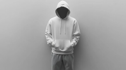 High-Quality Mockup of a Blank Hoodie on Isolated White Background for Fashion Design and Marketing Usage