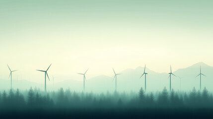 Wall Mural - A large number of wind turbines are lined up in a forest