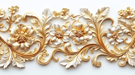 Wall Mural - ornate golden filigree swirling floral and leaf patterns intricately detailed in a regal baroque sty