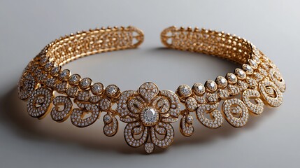 Wall Mural - radiant 3d gold jewelry set a diamondstudded necklace and earrings arranged on a white background fo