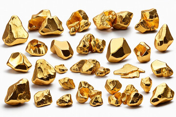 set of gold nuggets, cut out