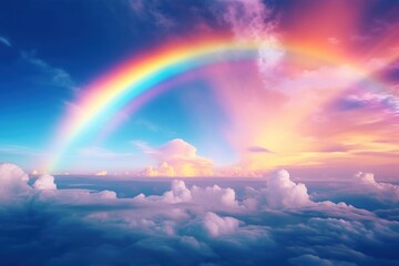 Canvas Print - Rainbow sky landscape outdoors.