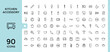 © Cats2udio - Kitchen accessory line icons set. Containing spoon, fork, knife, whisk, spatula, cutting board, and more. Minimal and modern line vector icon collection. Pixel perfect.