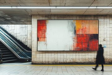 Aufkleber - A high-resolution vertical light box poster mockup in a metro station.