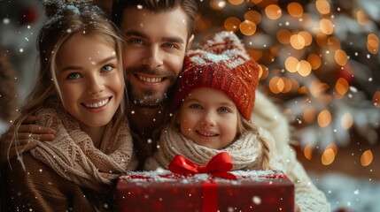 Wall Mural - A family of three, a man, a woman and a child