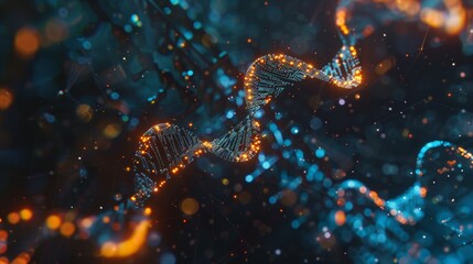 Aufkleber - Animation of DNA helix molecules. Representation of DNA chromosomes. Hologram elements of digital data chart. Medical infographic. Future design for high technology.