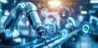 © Zaleman - Smart factory for the fourth industrial revolution with icon graphic showing automating systems using robots and automated machinery controlled over the internet.