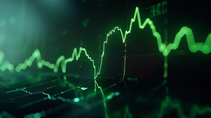 Aufkleber - Beautifully designed growing stock chart, seamlessly loops, with green uptrend line for trading and investing.