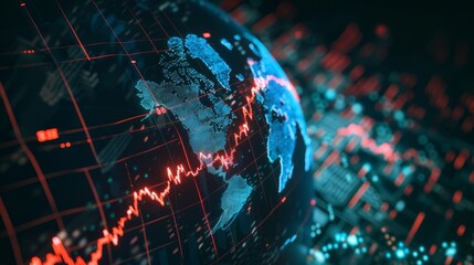 Poster - Graph chart price crash down panic sell financial business crises economic collapse 3D animation of global economic crisis GDP financial recession bitcoin cryptocurrency stocks downtrend.