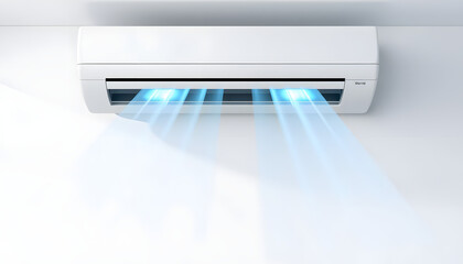 air conditioning with waves of cold and warm air to control the temperature and climate in the room 