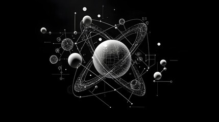 Aufkleber - Captivating 3D of a glowing mesh atom with luminous trails depicting the orbiting electrons conveying a futuristic and scientific visual metaphor