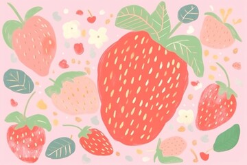 Sticker - Strawberry backgrounds fruit plant.