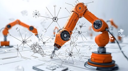 Poster - Advanced robotic welding machines precisely and efficiently assembling automotive parts and components in a state of the art car manufacturing facility