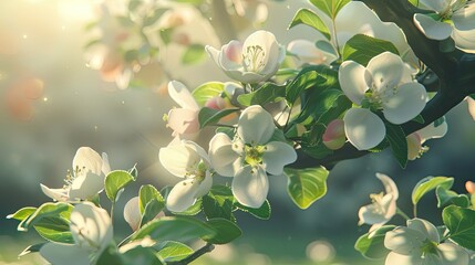 Aufkleber - Blooming apple tree in spring Soft focus