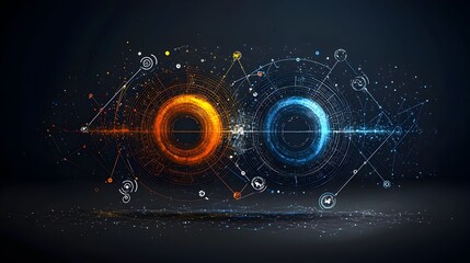 Aufkleber - Captivating and visually striking digital featuring a stylized glowing mesh mandala pattern with vibrant and dynamic color gradients creating a mesmerizing and futuristic aesthetic