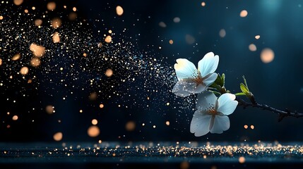 Poster - Ethereal glow of delicate cherry blossom petals drifting and swirling in a captivating fluid motion creating a mesmerizing abstract floral digital art design