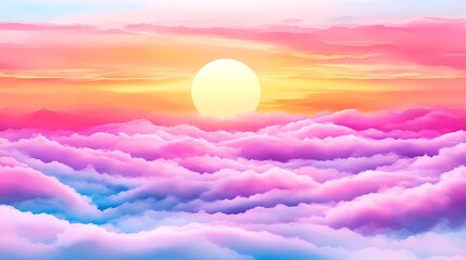 Canvas Print - Abstract Dreamy Sky With Clouds And Sun