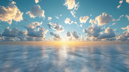 Clouds Over the Sea at Sunset 3D Illustration