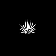 Leinwandbilder - A minimalist white agave plant illustration on a black background.